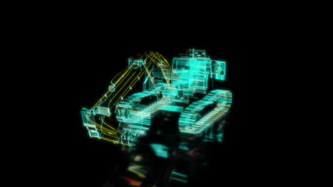 Rendering 3D animation, VISUAL EFFECTS Excavator 340LC model on a black Stock Footage 264484595