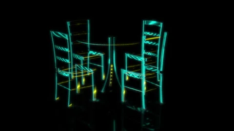 Rendering 3D animation, VISUAL EFFECTS Restaurant patio furniture 07 model on a Stock Footage 264484875