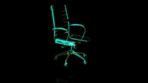 Rendering 3D animation, VISUAL EFFECTS Office desk chair model on a black Stock Footage 264485250