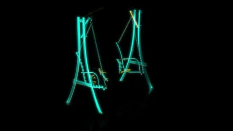 Rendering 3D animation, VISUAL EFFECTS Wood Swinging Bench model on a black Stock Footage 264485468