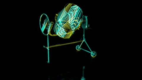 Rendering 3D animation, VISUAL EFFECTS Concrete mixer model on a black Stock Footage 264485701