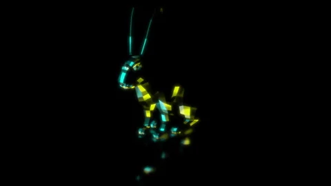 Rendering 3D animation, VISUAL EFFECTS Low Poly Cartoon Rabbit on a black Stock Footage 264486749