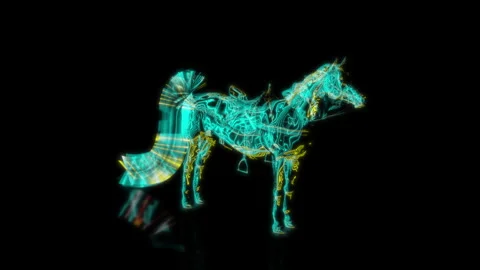 Rendering 3D animation, VISUAL EFFECTS Arab Horse on a black background Stock Footage 264487653