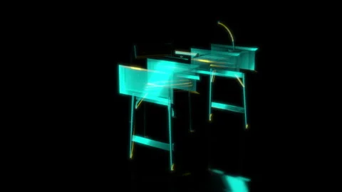 Rendering 3D animation, VISUAL EFFECTS Desk on a black background Stock Footage 264487786