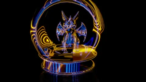 Rendering 3D animation, VISUAL EFFECTS Christmas tree toy dragon 2024 model on a Stock Footage 264616621