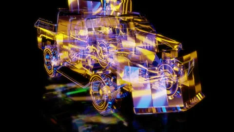 Rendering 3D animation, VISUAL EFFECTS Military Armored Car model on a black Stock Footage 264619997