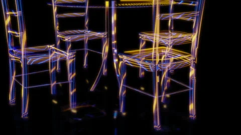 Rendering 3D animation, VISUAL EFFECTS Restaurant patio furniture 07 model on a Stock Footage 264624599