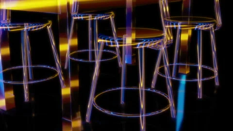 Rendering 3D animation, VISUAL EFFECTS Restaurant patio furniture 13 model on a Stock Footage 264625557