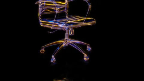 Rendering 3D animation, VISUAL EFFECTS Office desk chair model on a black Stock Footage 264625869