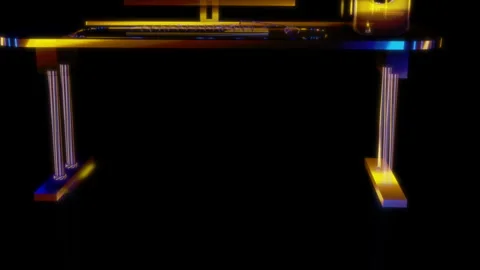 Rendering 3D animation, VISUAL EFFECTS PC Gamer Set model on a black background Stock Footage 264626069