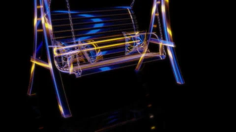 Rendering 3D animation, VISUAL EFFECTS Wood Swinging Bench model on a black Stock Footage 264626725