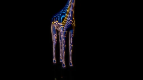 Rendering 3D animation, VISUAL EFFECTS Cartoon Gitaffe on a black background Stock Footage 264632331