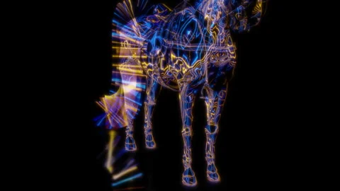 Rendering 3D animation, VISUAL EFFECTS Arab Horse on a black background Stock Footage 264633852