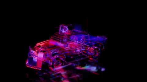 Rendering 3D animation, VISUAL EFFECTS Military Armored Car model on a black Stock Footage 264944988
