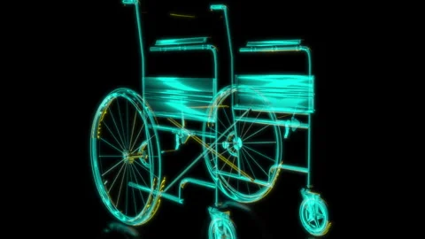 Rendering 3D animation, VISUAL EFFECTS Wheelchair Model on a black background Stock Footage 264946045