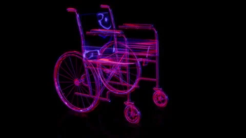 Rendering 3D animation, VISUAL EFFECTS Wheelchair Model on a black background Stock Footage 264946563