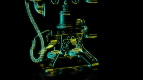 Rendering 3D animation, VISUAL EFFECTS Old wire telephone Model on a black Stock Footage 264946929