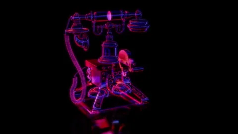 Rendering 3D animation, VISUAL EFFECTS Old wire telephone Model on a black Stock Footage 264947300