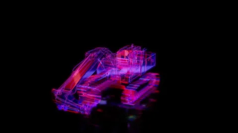 Rendering 3D animation, VISUAL EFFECTS Excavator 340LC model on a black Video stock 264947668