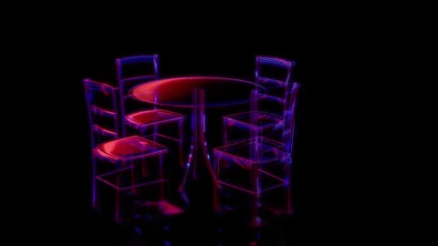 Rendering 3D animation, VISUAL EFFECTS Restaurant patio furniture 07 model on a Stock Footage 264947711