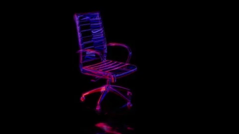 Rendering 3D animation, VISUAL EFFECTS Office desk chair model on a black Stock Footage 264947913