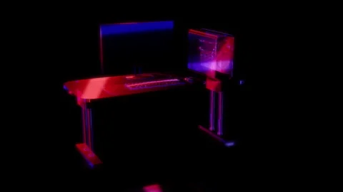 Rendering 3D animation, VISUAL EFFECTS PC Gamer Set model on a black background Stock Footage 264947988