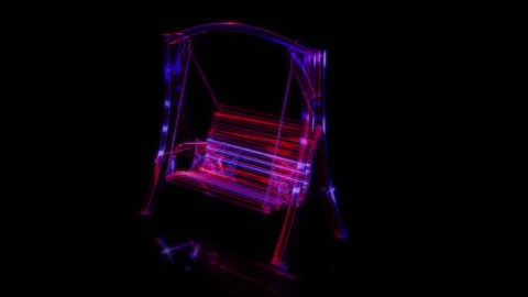 Rendering 3D animation, VISUAL EFFECTS Wood Swinging Bench model on a black Stock Footage 264948091