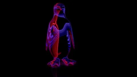 Rendering 3D animation, VISUAL EFFECTS Penguin on a black background Stock Footage 264948956