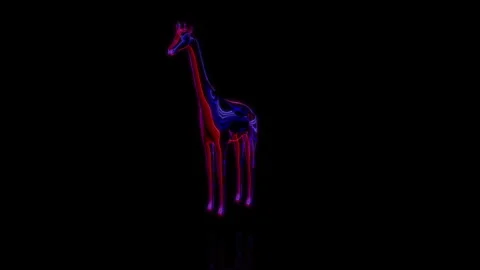 Rendering 3D animation, VISUAL EFFECTS Cartoon Gitaffe on a black background Stock Footage 264949166