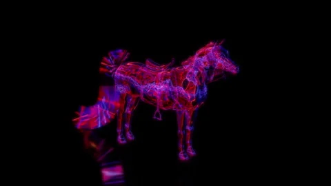 Rendering 3D animation, VISUAL EFFECTS Arab Horse on a black background Stock Footage 264949371