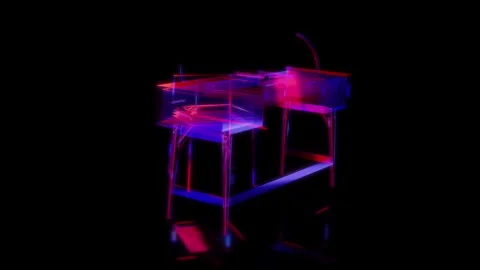 Rendering 3D animation, VISUAL EFFECTS Desk on a black background Stock Footage 264949411
