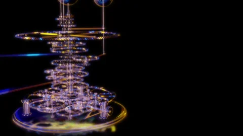 Rendering 3D animation, VISUAL EFFECTS Orrery Model on a black background Stock Footage 264949638