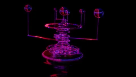 Rendering 3D animation, VISUAL EFFECTS Orrery Model on a black background Stock Footage 264949658