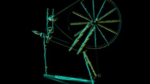 Rendering 3D animation, VISUAL EFFECTS Spinning Wheel 01 Model on a black Stock Footage 264949760