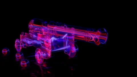Rendering 3D animation, VISUAL EFFECTS Cannon 01 Model on a black background Stock Footage 265134649