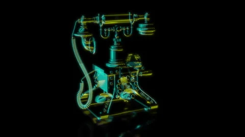 Rendering 3D animation, VISUAL EFFECTS Old wire telephone Model on a black Stock Footage 265136035