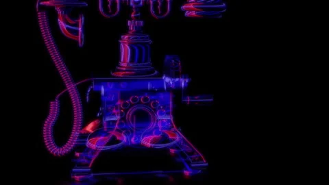 Rendering 3D animation, VISUAL EFFECTS Old wire telephone Model on a black Stock Footage 265136413