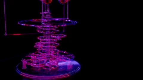 Rendering 3D animation, VISUAL EFFECTS Orrery Model on a black background Stock Footage 265137223