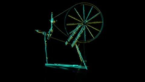 Rendering 3D animation, VISUAL EFFECTS Spinning Wheel 01 Model on a black Stock Footage 265137390
