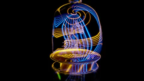 Rendering 3D animation, VISUAL EFFECTS Christmas tree toy dragon 2024 model on a Stock Footage 265137838