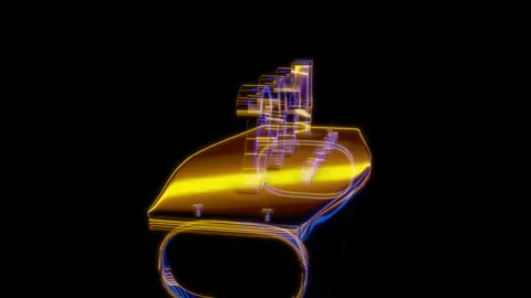 Rendering 3D animation, VISUAL EFFECTS Golden Inscription 2024 model on a black Stock Footage 265137947