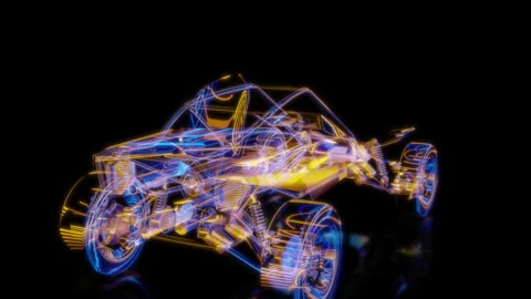 Rendering 3D animation, VISUAL EFFECTS Buggy model on a black background Stock Footage 265138107