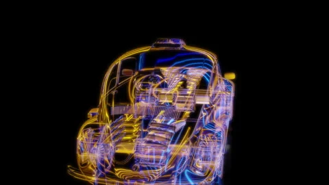 Rendering 3D animation, VISUAL EFFECTS car Model on a black background Stock Footage 265138719