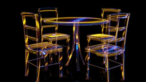 Rendering 3D animation, VISUAL EFFECTS Restaurant patio furniture 07 model on a Stock Footage 265139582