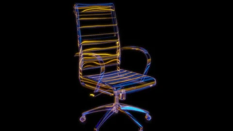 Rendering 3D animation, VISUAL EFFECTS Office desk chair model on a black Stock Footage 265139937