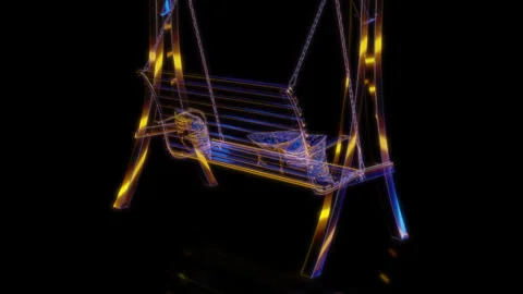 Rendering 3D animation, VISUAL EFFECTS Wood Swinging Bench model on a black Stock Footage 265140378