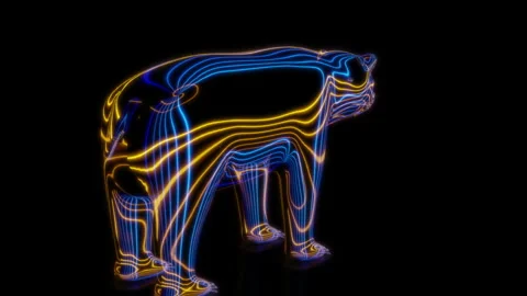 Rendering 3D animation, VISUAL EFFECTS Cartoon Clay Bear on a black background Stock Footage 265141637