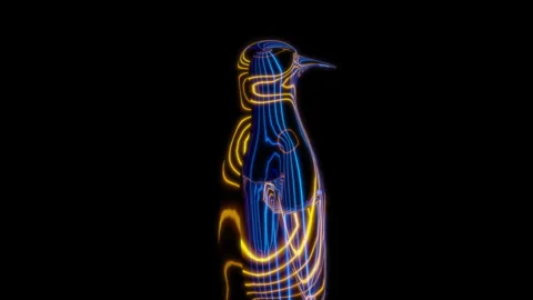 Rendering 3D animation, VISUAL EFFECTS Penguin on a black background Video stock 265141808