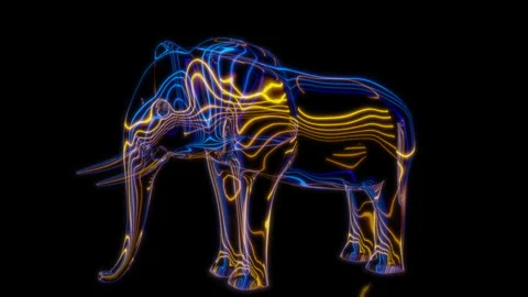 Rendering 3D animation, VISUAL EFFECTS Cartoon Elephant on a black background Stock Footage 265141949