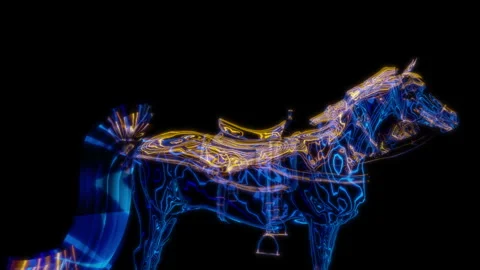 Rendering 3D animation, VISUAL EFFECTS Arab Horse on a black background Video stock 265142656